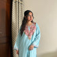 Saira Kashmiri cotton Aari Kurta Set- Blue