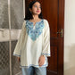 Trisha Kashmiri Short Cotton kurti- White
