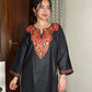 Sejal Kashmiri Short Cotton kurti- Black