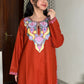 Tisha kashmiri aari woollen kurta set - Rust Orange