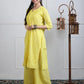 Tashi Dobby Cotton Chikankari Kurta set- Yellow