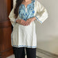 Trisha Kashmiri Short Cotton kurti- White