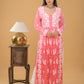 Muslin Chikankari Ombre Long Kurta - Pink