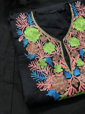 Noor Aari Woollen Pheran- Black