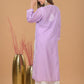 Chanderi Chikankari Long Kurta - Purple