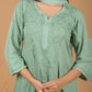 Rayon Chikankari Women's 3 PC Long Kurta Set - Green