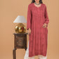 Muslin Chikankari Long Kurta - Red