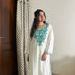 Saira Kashmiri cotton Aari Kurta Set- White