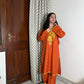 Saira Kashmiri cotton Aari Kurta Set- Rust Orange