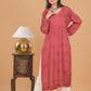 Muslin Chikankari Long Kurta - Red