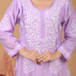 Chanderi Chikankari Long Kurta - Purple