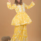 Mulmul Cotton Kurta & Palazzo Chikankari Set - Yellow