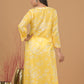 Mulmul Cotton Print Chikankari Kurta- Yellow