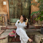 Palak modal chikankari kurta set- white