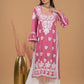 Modal 3D Chikankari Long Kurta- Dark Pink