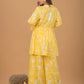 Mulmul Cotton Kurta & Palazzo Chikankari Set - Yellow