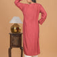 Muslin Chikankari Long Kurta - Red