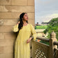 Aisha Rayon Chikankari Kurta set- Yellow