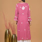 Modal 3D Chikankari Long Kurta- Dark Pink