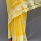 Yellow Chikankari embroidered saree