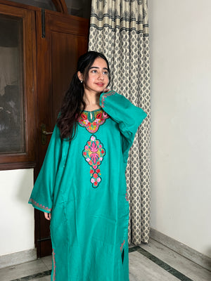 Sara Aari Woollen Pheran- Teal