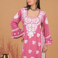 Modal 3D Chikankari Long Kurta- Dark Pink