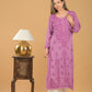 Modal Chikankari Long Kurta - Purple