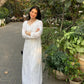 Palak modal chikankari kurta set- white
