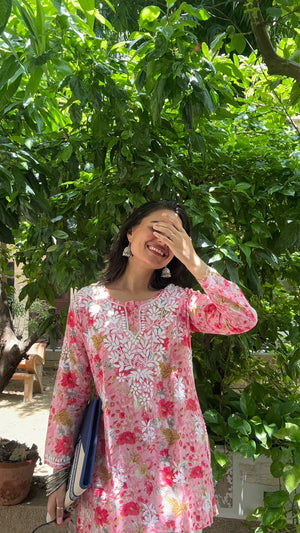 Piya Mulmul Short Kurti- pink