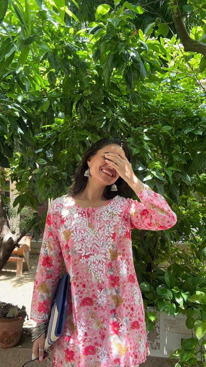 Piya Mulmul Short Kurti- pink