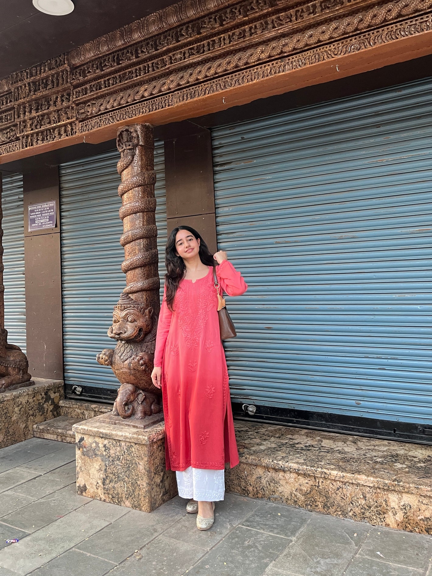Sejal Rayon Ombre Chikankari Kurta- Rust
