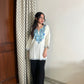 Trisha Kashmiri Short Cotton kurti- White
