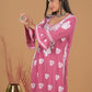 Modal 3D Chikankari Long Kurta- Dark Pink