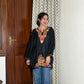 Sejal Kashmiri Short Cotton kurti- Black