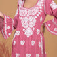 Modal 3D Chikankari Long Kurta- Dark Pink
