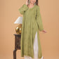 Muslin Chikankari Long Kurta - Green