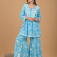 Mulmul Cotton Kurta & Palazzo Chikankari Set - Blue