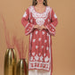 Modal 3D Chikankari Long Kurta- Red