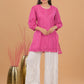 Mulmul Cotton Chikankari Short Kurta- Pink
