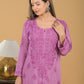 Modal Chikankari Long Kurta - Purple