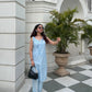 Seher Chanderi sleeveless Pastel Kurta Set- Blue