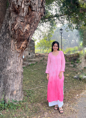 Yamini Viscose georgette ombre kurta- pink
