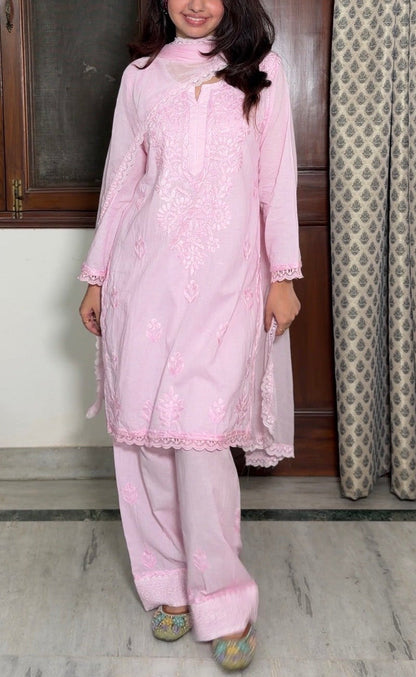 Saira Cotton Farshi suit set in Blossom Pink