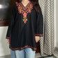 Sejal Kashmiri Short Cotton kurti- Black