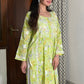 Vaishali Mulmul Chikankari Kurta- Green