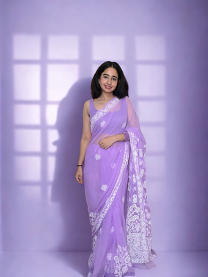 Piya Chikankari embroidered saree