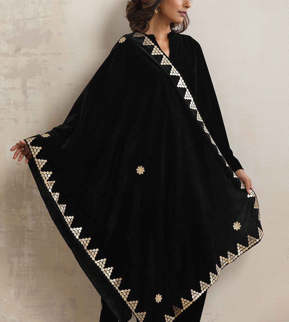 Velvet gota patti black dupatta