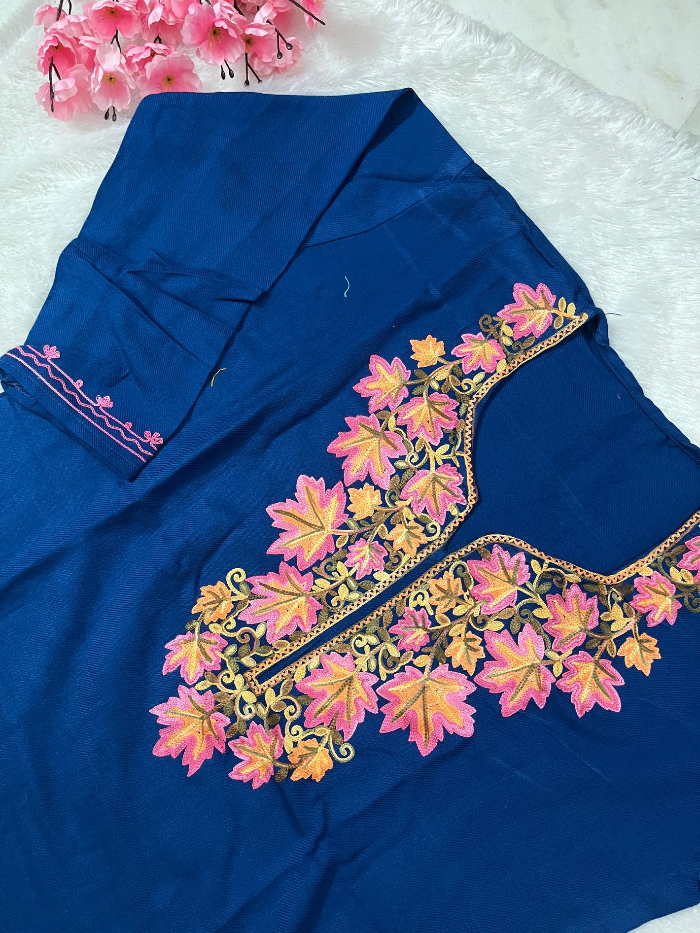 Ziya Kashmiri Short woollen kurti- Blue