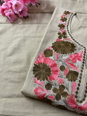 Noor Aari Woollen Pheran- Beige