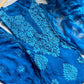 Haniya Viscose mukaish georgette suit set- Royal blue